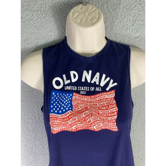 Old Navy Women's XS 4th of July Sleeveless Tank Top USA Flag Graphic Patriotic - Picture 3 of 7